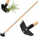Weed Puller Tool with Long Bamboo Handle, 2 in 1 Garden Hoe&Manual Weed Remover, Weed Rake&Grabber, Gardenia Heavy Duty Uprooting Tool for Yard, Lawn and Garden, 65Inch ﻿