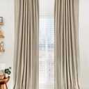 100% Blackout Shield Linen Blackout Curtains for Bedroom 96 Inches Long, Back Tab/Rod Pocket Living Room Drapes, Thermal Insulated Blackout Curtains 2 Panels Set, 50" W x 96" L, Oatmeal