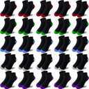 Boys Socks 25 Pairs kids Sport Ankle Athletic Sock Half Cushion Low Cut sock (6-8 Years, Multicolor #1)