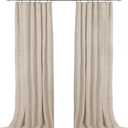 100% Blackout Shield Full Blackout Curtains for Bedroom 90 inch Length 2 Panels Set, Clip Rings/Rod Pocket Faux Linen Black Out Curtains for Living Room, Thermal Insulated, 50Wx90L, Oatmeal