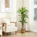 Ferrgoal Artificial Plants, 5 Ft Dracaena Tree Faux Plants Indoor Outdoor Decor Fake Tree with Woven Seagrass Basket Plants for Home Decor Office Living Room Porch Patio Housewarming