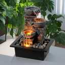 Kalona Tabletop Fountain 3 Bowls with LED Light Soothing Water Flowing Sound Fountain Zen/Meditation Home/Office Decor Home Dcor Relaxation Indoor (23113)