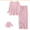 Long-Sleeved Pajamas,Tear Away Bedridden Clothes,Suitable for Postoperative Care,Pink