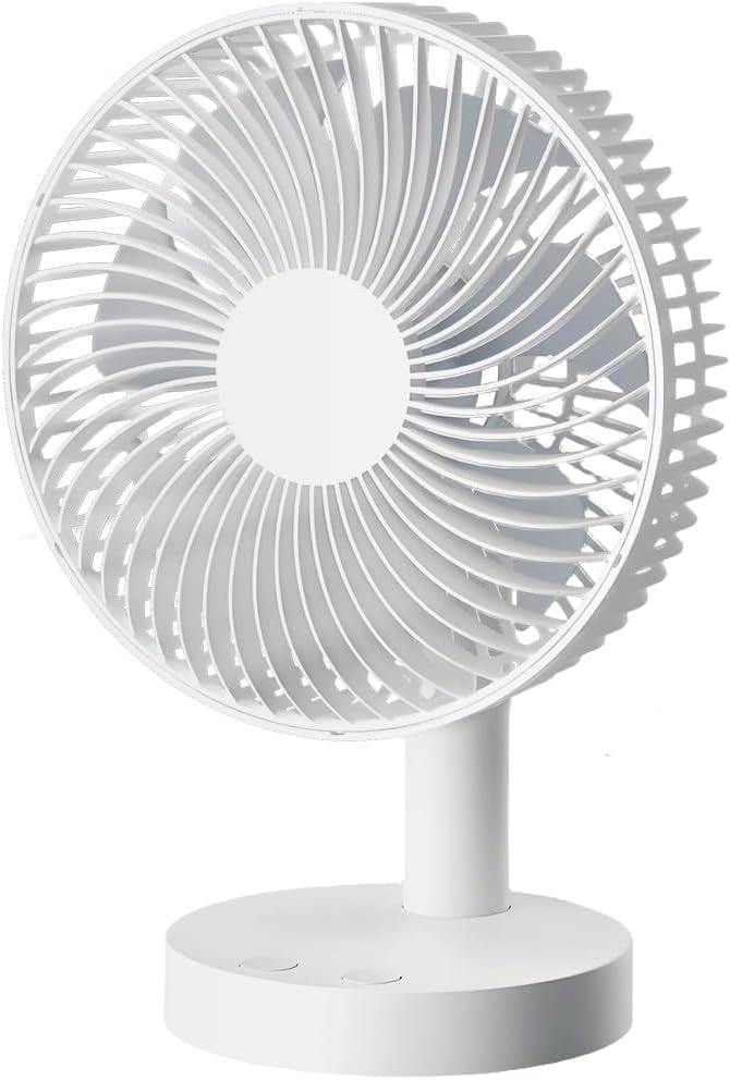 Aidek Oscillating Table Fan for Home & Office | Quiet Mini Fan with 4 Speed Modes & Timer | Portable Desk Fan with Strong Airflow, 90 Tilt, Easy to Clean  White