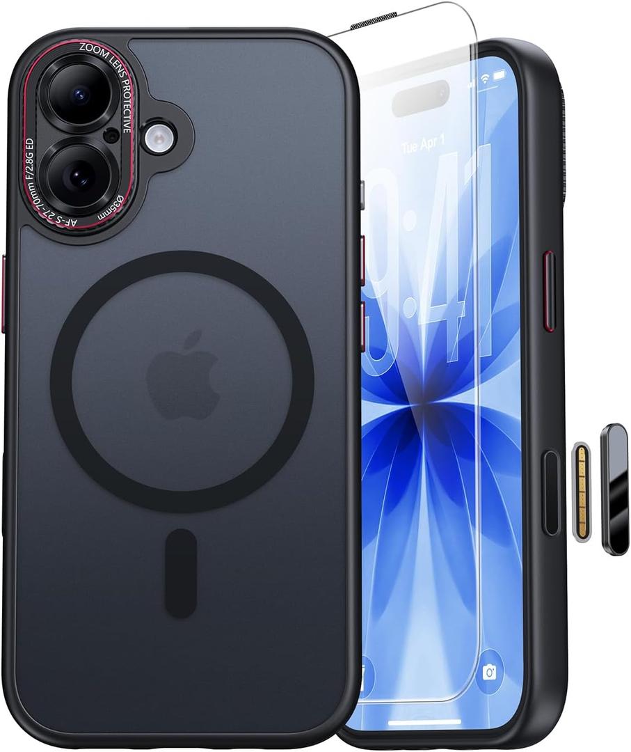 JUESHITUO Magnetic for iPhone 17 Case: Upgraded [Full Camera Protection], with [1X Screen Protector] [Camera Button], 6.3" Case for iPhone 17, Black