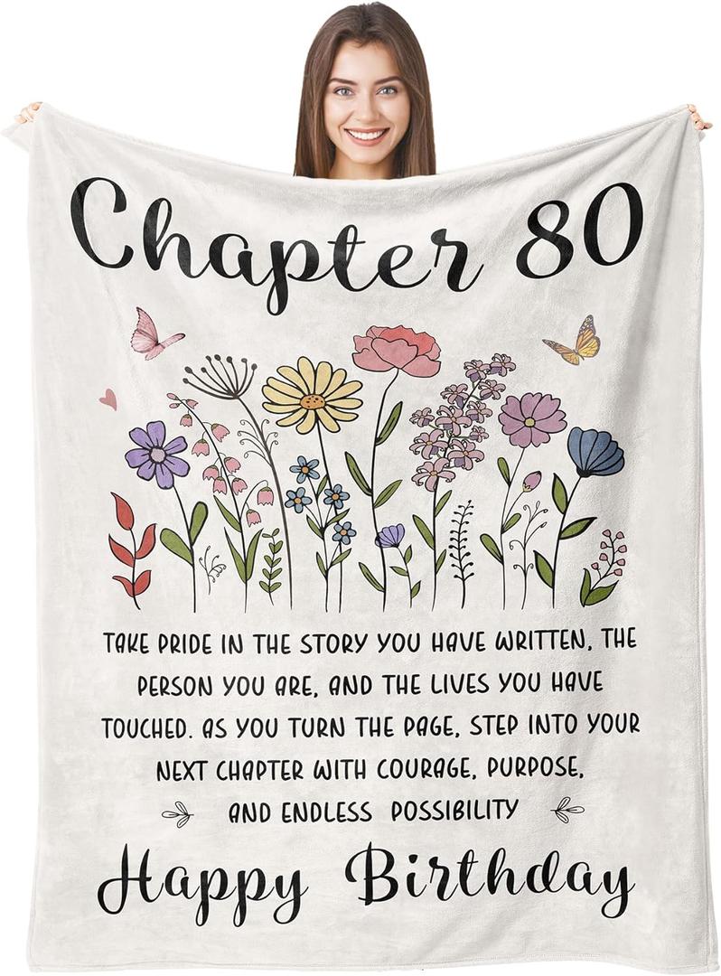 80th Birthday Gifts for Women, Chapter 80 Birthday Blanket, 80 Year Old Bday Gifts for Women, 1946 Birthday Decorations, Turning 80 Throw Blankets for Friend, Mom - 50'' x 60''