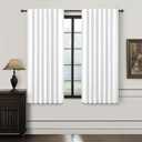 BrightWhite 100% Blackout Cafe Curtains 45 Inches Long 2 Panels Set, Short Linen Heat Blocking Drapes 46 Inch Small Window Decor for Kitchen Bedroom Bathroom Thermal Insulated Textured Look Hook Belt