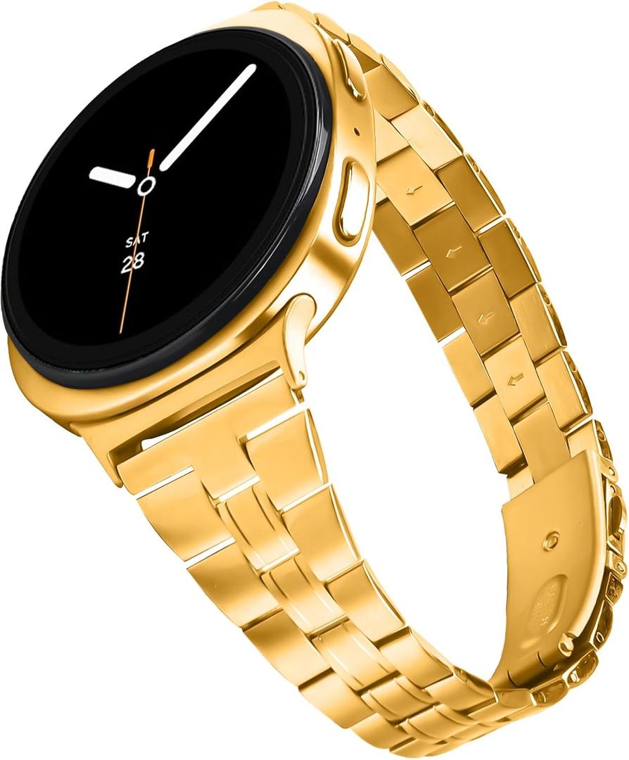 Stainless Steel Bands Compatible with Samsung Galaxy Watch 8 40mm/44mm Classic 46mm Women Slim Metal Replacement Wristbands
