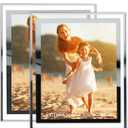8x10 Picture Frames Silver - Set of 2, HD Real Glass 8 by 10 Photo Frame Mirrored Edge for Tabletop Display,Wedding Birthday Christmas Day Gifts (8 x 10, Silver)
