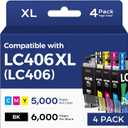 LC406XL Ink Cartridges for Brother Printer for LC406XL LC406 LC 406XL for Brother LC406 Ink Cartridges Compatible with MFC-J4335DW,MFC-J5855DW,MFC-J4535DW,MFC-J6555DW Printer (4 Pack)