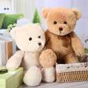 HyDren 2 Pack Bear Stuffed Animals 18 Inch Cuddly Stuffed Bear Plushies with Bow for Birthday Gifts Baby Shower Decors Valentines Party Decors(Beige, Light Brown)