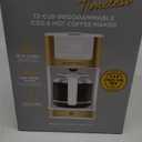 West Bend Timeless 12-Cup Programmable Coffee Maker with Brew Strength Selector for Hot and Iced Coffee, Includes 1-4 Cup Brew Option and Permanent Filter (White/Gold)