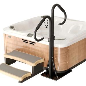 Hot Tub Handrails 48-57 Inch Adjustable Two Way Hot Tub Handrail, 700LB Capacity 360° Swivel Assist Rail for Indoor Outdoor Spa Bathtub Entry and Exit, Black