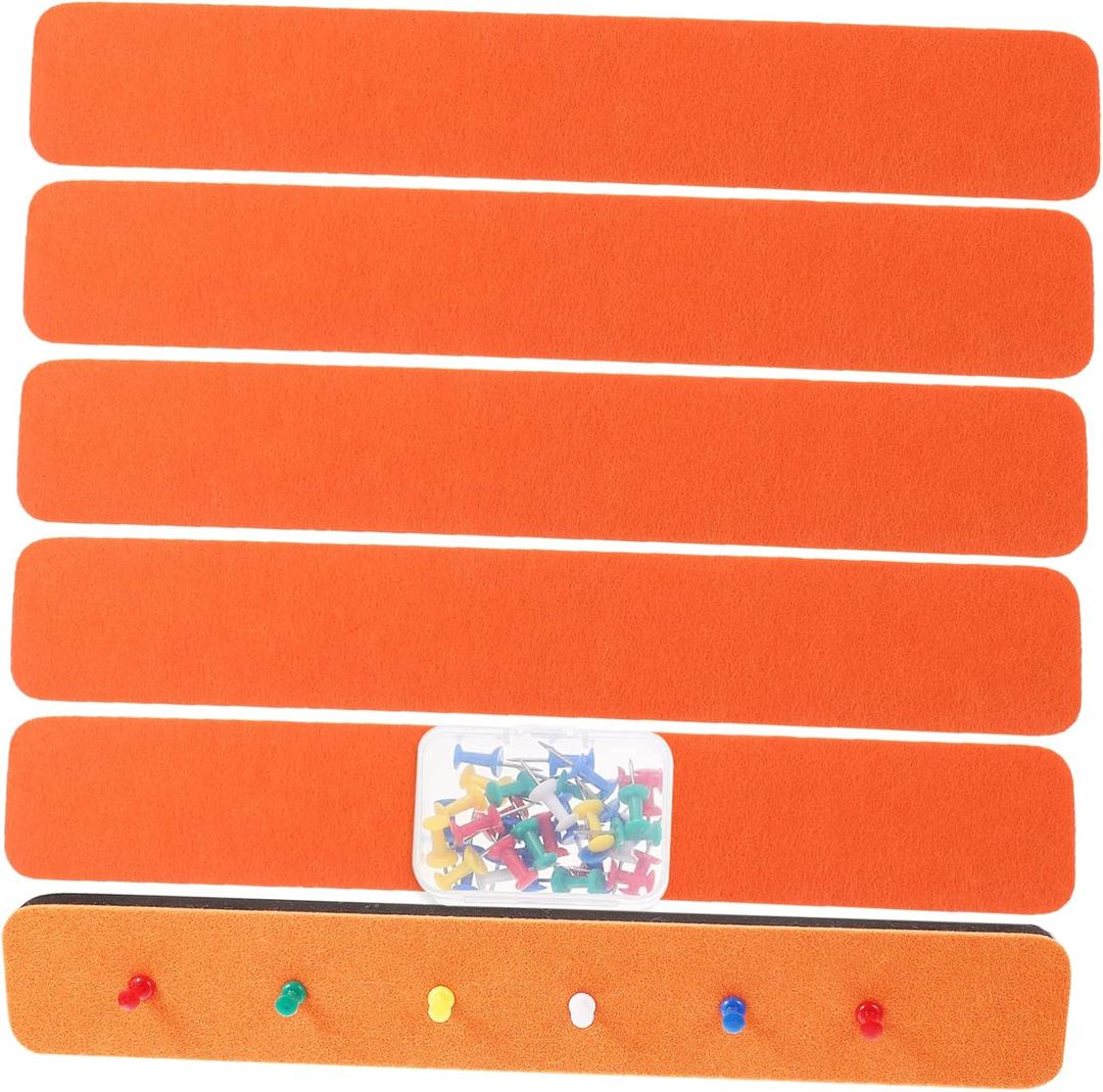 Self Adhesive Felt Bulletin Board Strips for Office and Home Wall Decor with Pushpins Material Bright Orange for Message Goal Setting and Stylish Organization