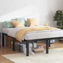King Size Bed Frame - 18 in Sturdy Platform Bed Frame King, Heavy Duty Metal Bed Frame No Box Spring Needed, Quick & Easy Assembly, No Noise, Black