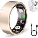 Smart Ring for Women Men Fitness Ring with Heart Rate, Blood Oxygen, Blood Pressure, sleep tracker, Step tracker, IP68 Waterproof health ring for iOS & Android,No Subscription Fee (Rose Gold, 8#)