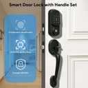 Keyless Entry Door Lock with Handle Set, Keyless Entry Deadbolt with Handle Set, Smart Locks for Front Door Alexa Fingerprint Auto Lock, Black