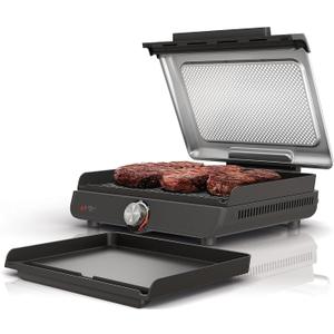 Ninja Griddle and Indoor Grill, 14, Electric Grill, For Steak, Burgers, Salmon, Veggies, and More, Pancake Griddle, Nonstick, Dishwasher Safe, 500F, Even Cooking, Silver, GR101