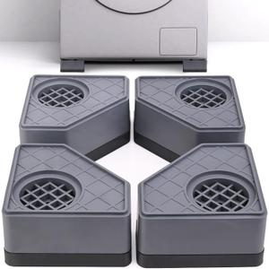 Anti Vibration Pads for Washing Machine - Washer and Dryer Pedestals High Hard Wearing Square Rubber Foot Pads, Noise Cancelling and Shock Support Protects Pedestals (4 Pcs) (Increase 1.8 inch)