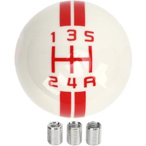 Akozon 5 Speed Gear Shift Knob for Manual Replacement Shifter Lever Stick Head Knob for from 1967 to 2018 (White Red)