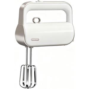 Master 5-Speed Electric Hand Mixer with Turbo Boost, Stainless Steel Whisk, Beaters, Dough Hooks & Milk Frother, Lightweight Handheld Mixer for Baking & Coffee, Champagne Gold