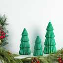 2 x 3Pcs Artificial Christmas Tree Decorations Glittering Foam Tabletop Xmas Tree Modern Christmas Centerpiece Decor for for Table Mantel Home Holiday Party Decor(Green)