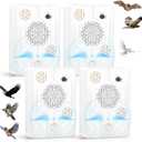 4Pack Upgraded Bat Deterrent Devices & Ultrasonic Bird Repellent Outdoor Rechargeable Woodpecker Deterrent for House Pigeon Repellent to Keep Birds Bats Out of Attic Porch Balconies Indoor