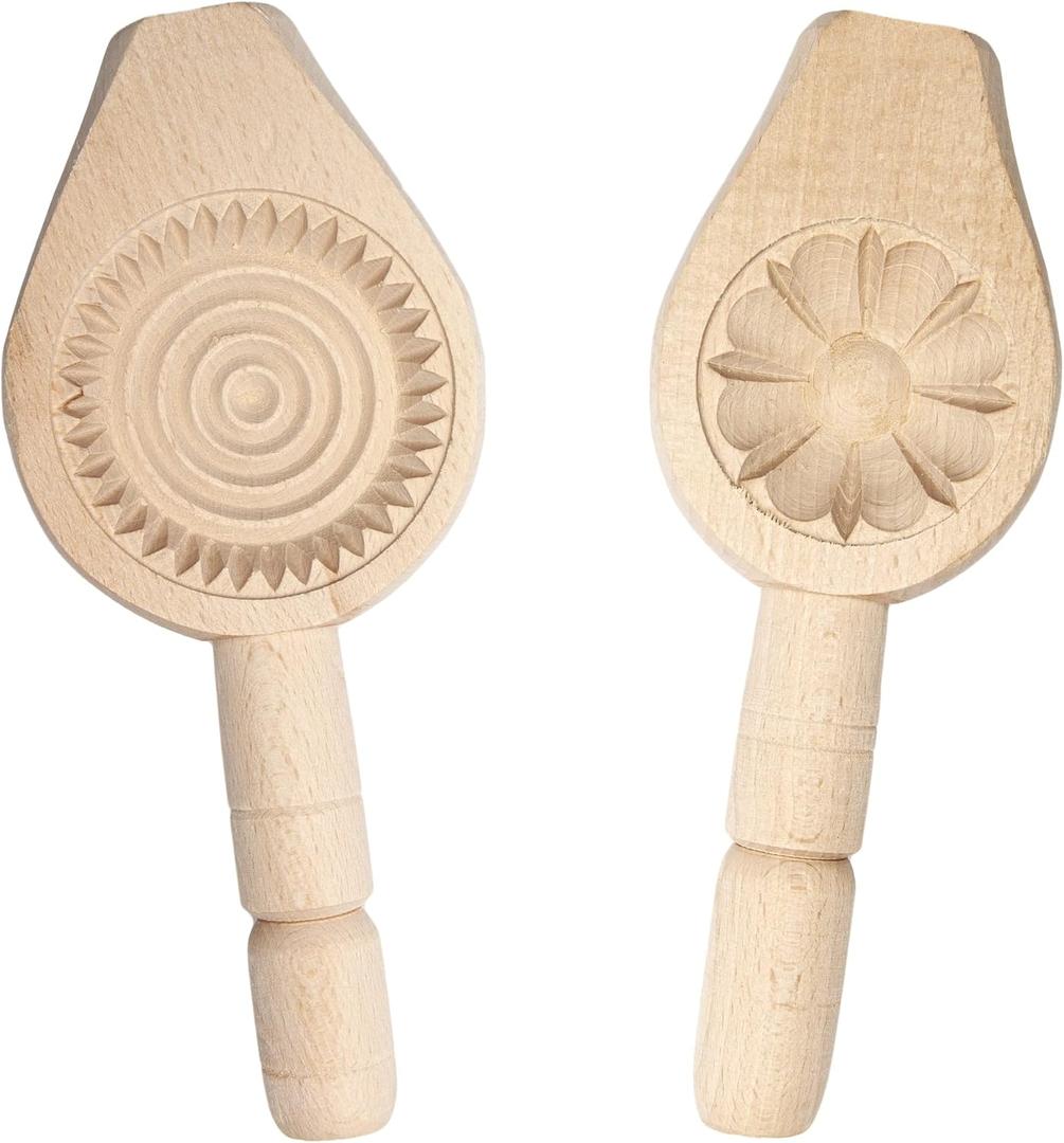 Onart Home - 2 Pack - Cookie Molds for Baking | Maamoul Molds Traditional Handmade | Biscuit Cake Pastry Cookie Cutter | Mid-Autumn Festival Practical Hand Pressed Cake Mold