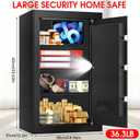 5.1 Cuft Home Safes Water and Fireproof, Large Safety Box Fireproof Waterproof with Electronic Keypad and Spare Key, Fire Proof Safe for Home Documents, Floor Personal Safe for Money Medicine