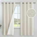YoungsTex Linen Blackout Curtains 63 Inches Long for Bedroom, Full Room Darkening Window Drapes with Grommet Thermal Insulated Black Out for Living Room, 2 Panels, 52 X 63 Inch