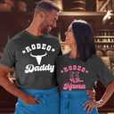 Rodeo Shirt for Couples Western Cowboy Rodeo Shirts Country Music T-Shirts Family Matching Short Sleeve Tee Tops (Gray, XL)