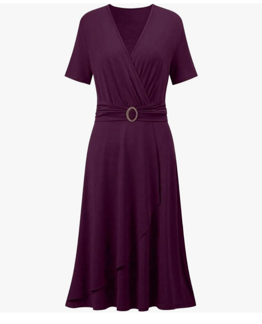 Women's V-Neck High Waist Elegant Short Sleeve Spring Summer Size 14 L