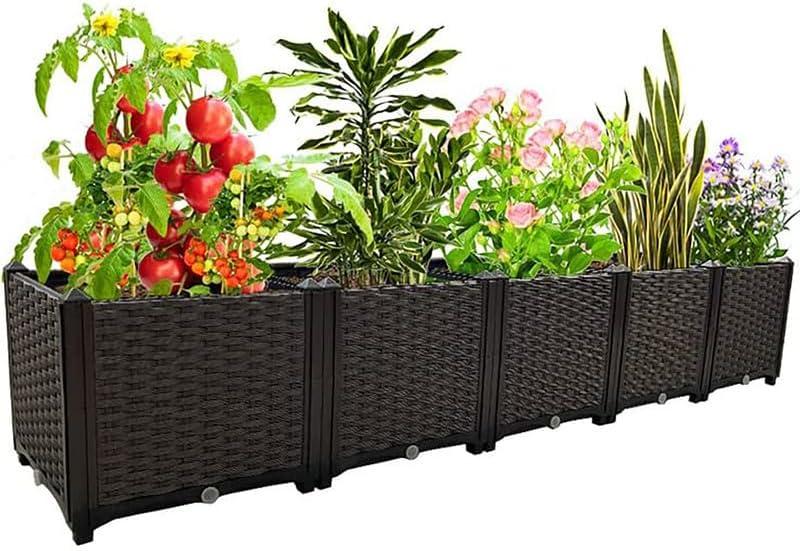 Large Planters for Outdoor Plants Raised Garden Bed Elevated Rectangular Garden Box Kits for Gardening, Vegetables, Flowers and Herbs in Backyard Patio Balcony (78.7"(l)x16"(w)x15"(h)/Brown)