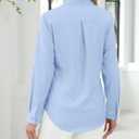 J.VER Button Down Shirts for Women Stretch Collared Cotton Long Sleeve Dress Shirt Business Casual Blouse for Work (Blue, L)