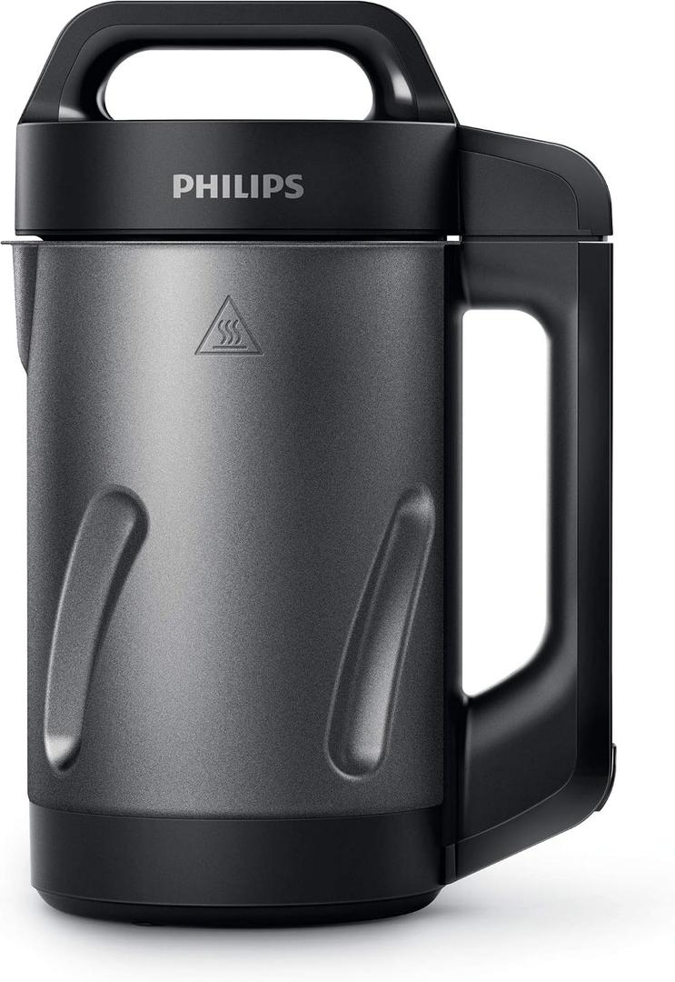 Philips Viva Collection SoupMaker, 1.2 L, Makes 2-4 servings, 6 Pre-set Programs, SoupPro Technology, Soup in Less than 18 Minutes, Eeasy Clean, Recipe Book, Black and Stainless Steel (HR2204/70)