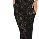 Women's Lace Maxi Dress Spaghetti Strap Slim Fit Sleeveless Gown with Lace Bust for Evening & Party (Black, S)