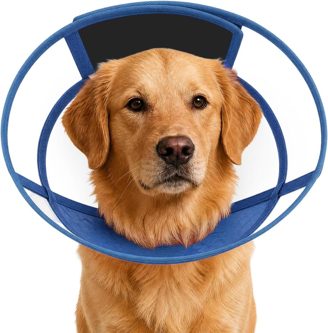 Dog Cone Collar for After Surgery Recovery, Soft Adjustable Elizabethan Collar for Small Medium Large Dogs, Comfortable Anti-Lick Cone for Wound Healing (Blue XL)