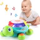 iPlay, iLearn Baby Musical Turtle Toy, Spanish English Bilingual Learning, Toddler Crawling Toys W/ Light & Sound, Infant Development Educational Birthday Gifts 6 7 8 9 10 12 Month 1 Year Old Boy Girl