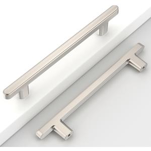 10 Pack 5''(128mm) Brushed Nickel Cabinet Handles Kitchen Satin Nickel Cabinet Pulls Drawer Dresser Hardware for Bathroom Cupboard CK0084