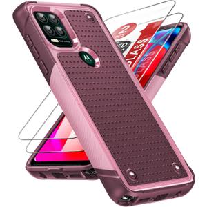 LeYi for Moto-G-Stylus-5G-2021-Case: Moto G Stylus 5G Case with Screen Protectors, Dual Layer Protective Hard PC Back & Soft Bumper Resilient Shock Absorb Motorola G Stylus 5G 2021 Case, Red Pink