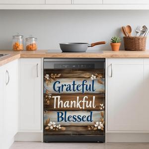 Vintage Wood Board Dishwasher Magnets Decorative Cover,Farmhouse Waterproof Magnetic Dishwasher Cover Panel,Refrigerator Magnet Cover for Kitchen Home Decor 23x26 Inch