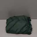 Dark Green Boho Shower Curtain with Tassel Woven Fabric Shower Curtain 72 x 72 Modern Farmhouse Textured Tufted Chevron Striped Minimalist Shower Curtains for Bathroom