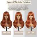 Long Layered Ginger Wig with Bangs for Women 26Inch,Realistic Scalp, Heat Resistant Synthetic Wig, Natural Looking Ginger Orange Wigs for Daily Wear & Part