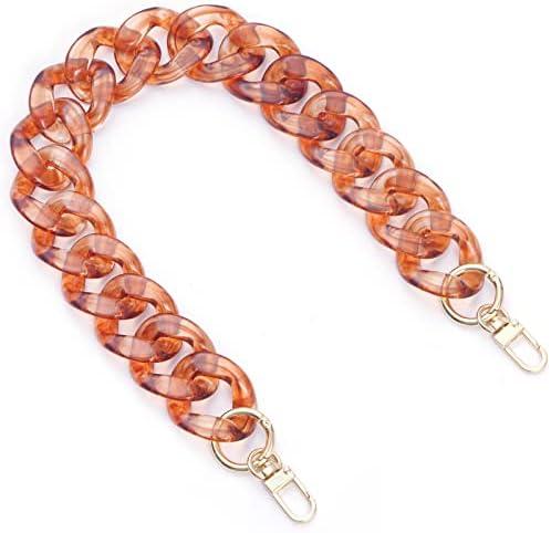 AUMEY Handbag Chain Straps Acrylic Purse Chain Strap Fashionable Replacement Purse Clutches Handles for Purse Handbags DIY Crafts, 15.7 inch of Each (03-Beautiful color A)