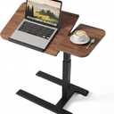 Overbed Table with Wheels, Height Adjustable Hospital Bed Table, Dual-Tiltable Rolling Laptop Desk for Bed, Hidden Casters H-Base Portable Side Table for Couch, Hospital & Home Office, 28 inches x 16 inches x 26.5 inches