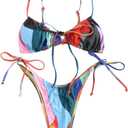 ZAFUL Womens High Cut Thong Bikini Set Swimsuits Cami String Sexy Bathing Suit, M