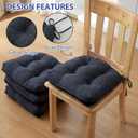 IPYNBAP Chair Cushions for Dining Chairs Set of 4, Kitchen Chair Cushions, Chair Pads with Ties and Non Slip Backing, Tufted Memory Foam Seat Cushion 4 Pack, 15.5" x 15.5" x 4", Navy Blue