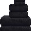 MyOwn Premium Cotton 6 Pack Towel Set for Bathroom, Contains 2 Bath Towels 28x55 inch, 2 Hand Towels 16x24 inch & 2 Wash Coths 12x12 inch, Ideal Everyday use, Compact & Lightweight - Black