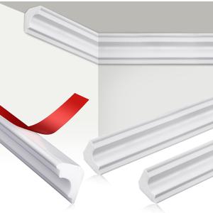 Peel and Stick Ceiling Crown Molding Trim Total 16.4 ft Length 2" Wide Self-Adhesive Crown Molding Polystyrene Foam Ceiling Trim for DIY Wall Home Hotel Indoor Corner Craft Decor, 5 Pcs 