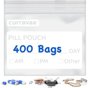 Pill Pouch Bags for Travel Pack of 400 - BPA Free 3 x 2.75 inch Pill Pouch - Pill Pouches for Medicine with Write on Label Clear Ziplock Pill Baggies for Travel Medicine Organizer